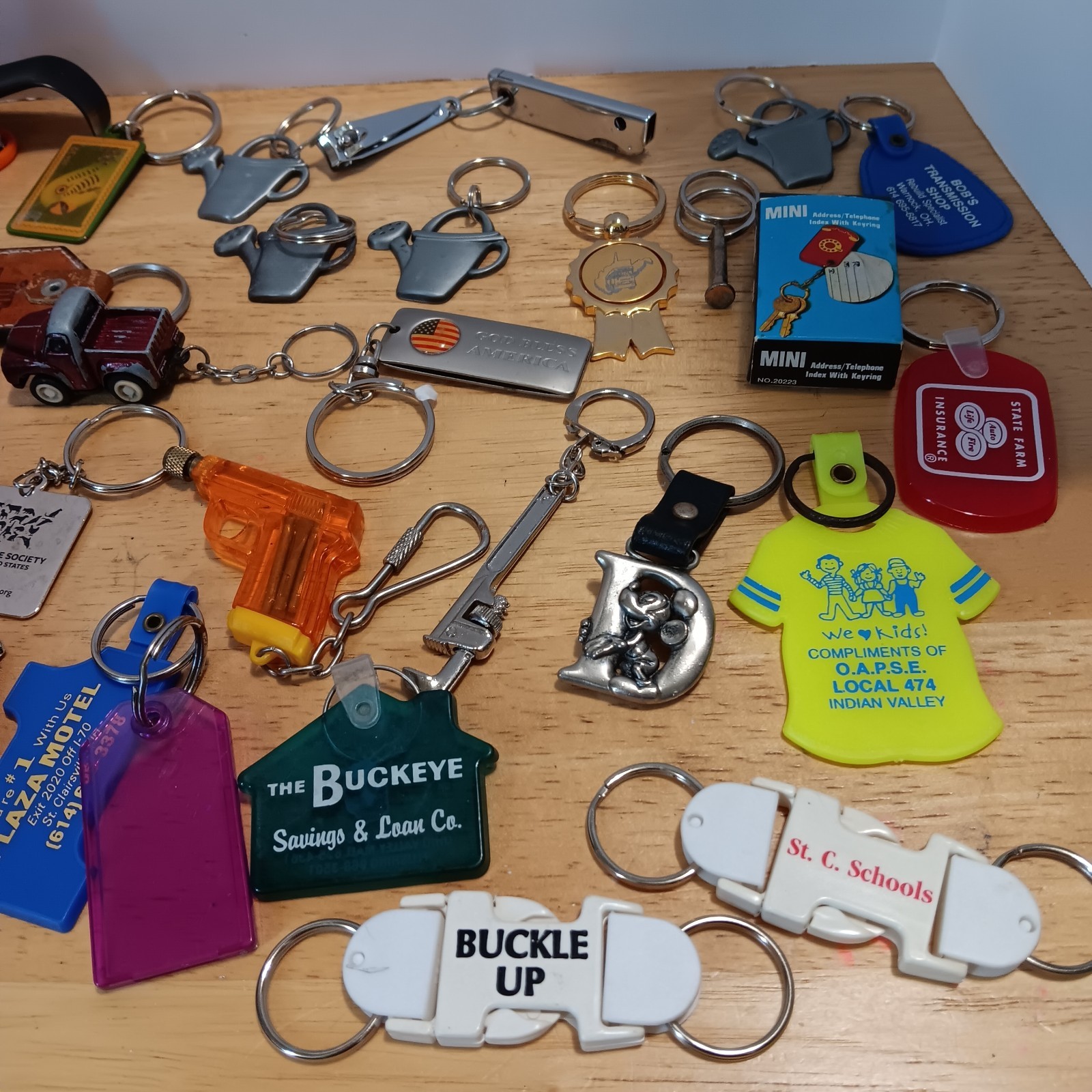 32 Vintage Keychain Lot Advertising Novelty Junk Drawer Estate Find