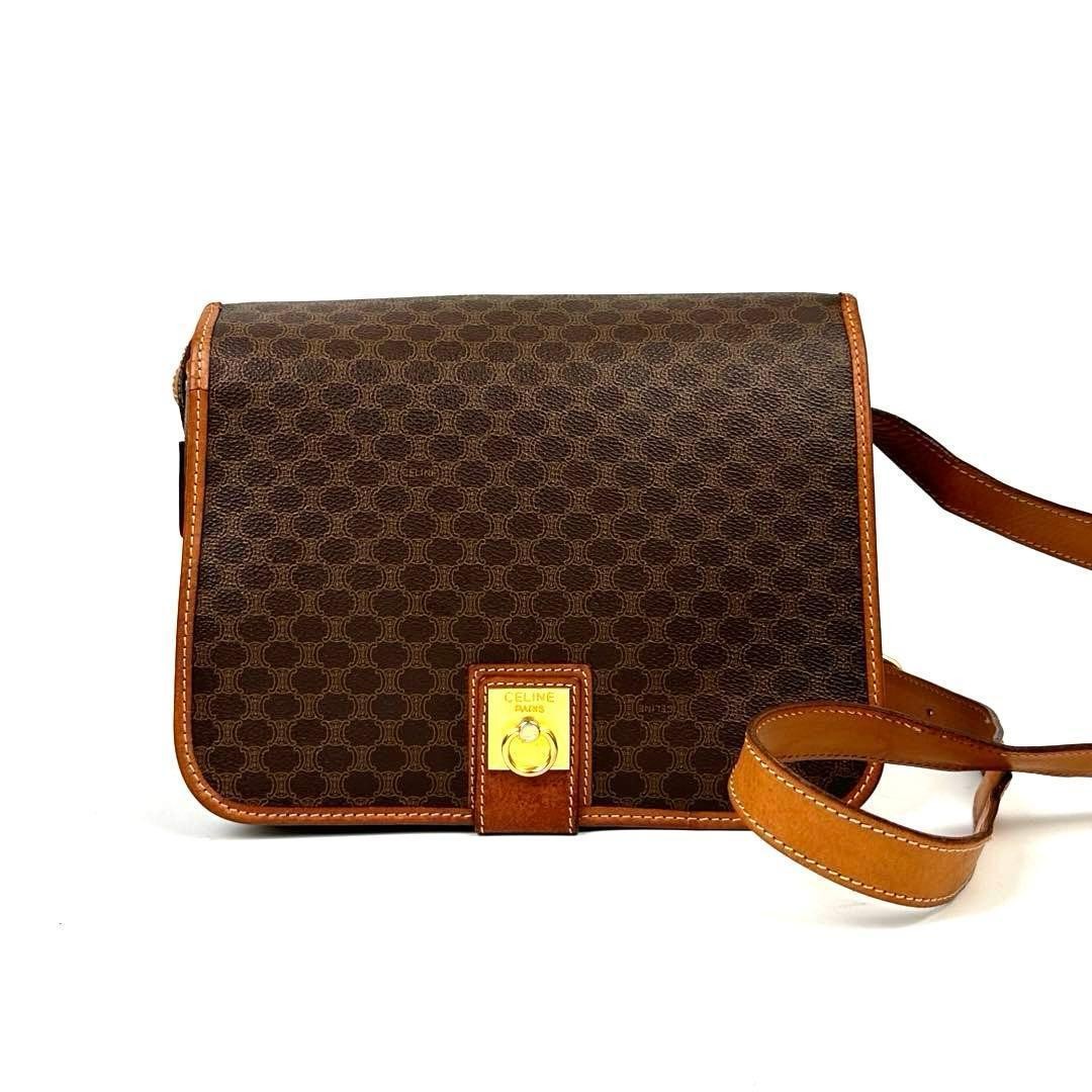 [Good Condition] Celine Macadam Shoulder Bag Gold Metal Fittings PVC Leather