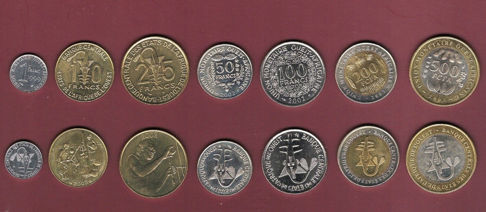 WEST AFRICAN STATES 5-500 Francs 7 pc Coin set KM 2-19 UNCIRCULATED