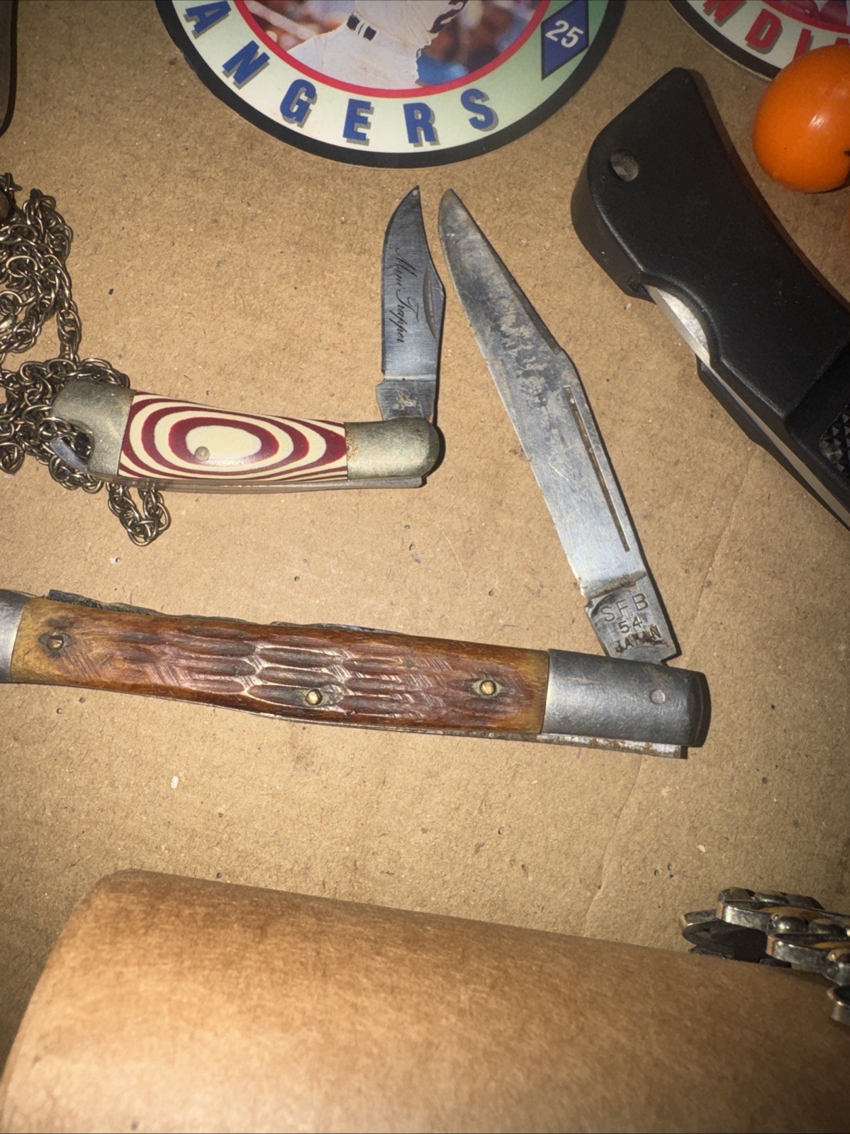 Junk Drawer Lot Watches Knives Baseball Silver Plate Flatware Vintage Antique