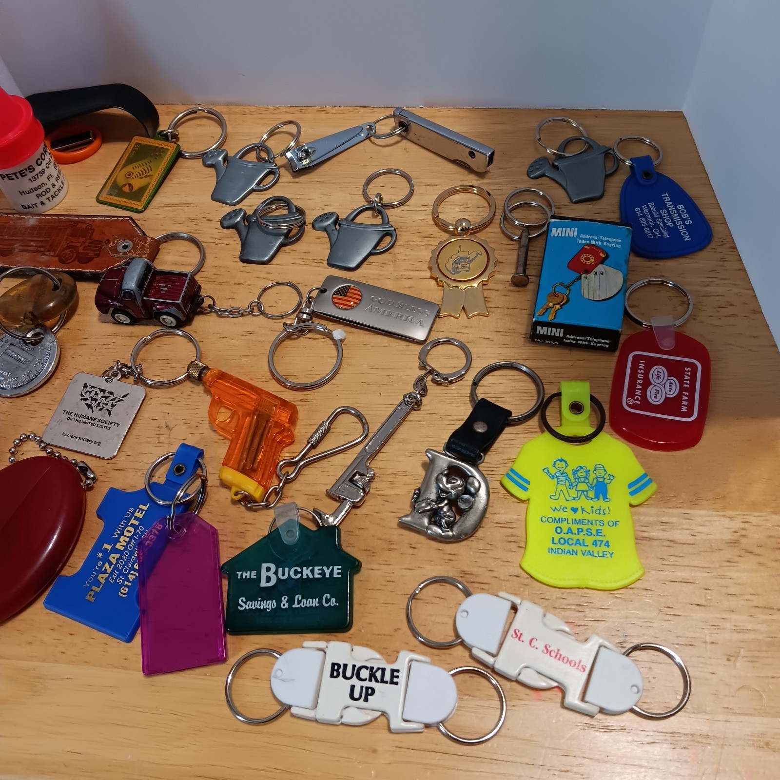 32 Vintage Keychain Lot Advertising Novelty Junk Drawer Estate Find