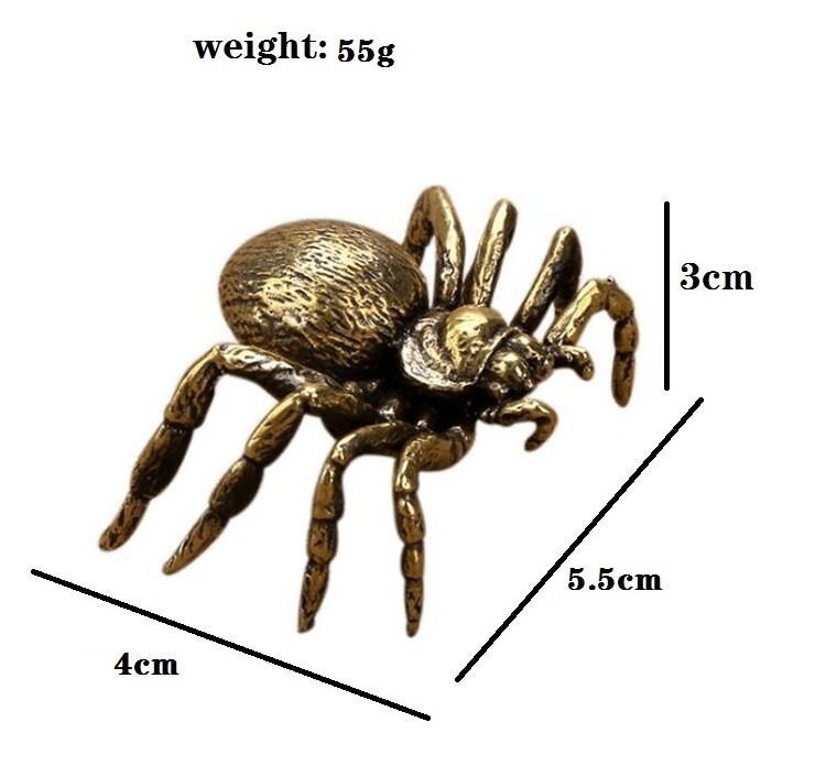 2-PACK Brass Spider Animal Statue Mini Sculpture Tabletop Statue Home Decoration