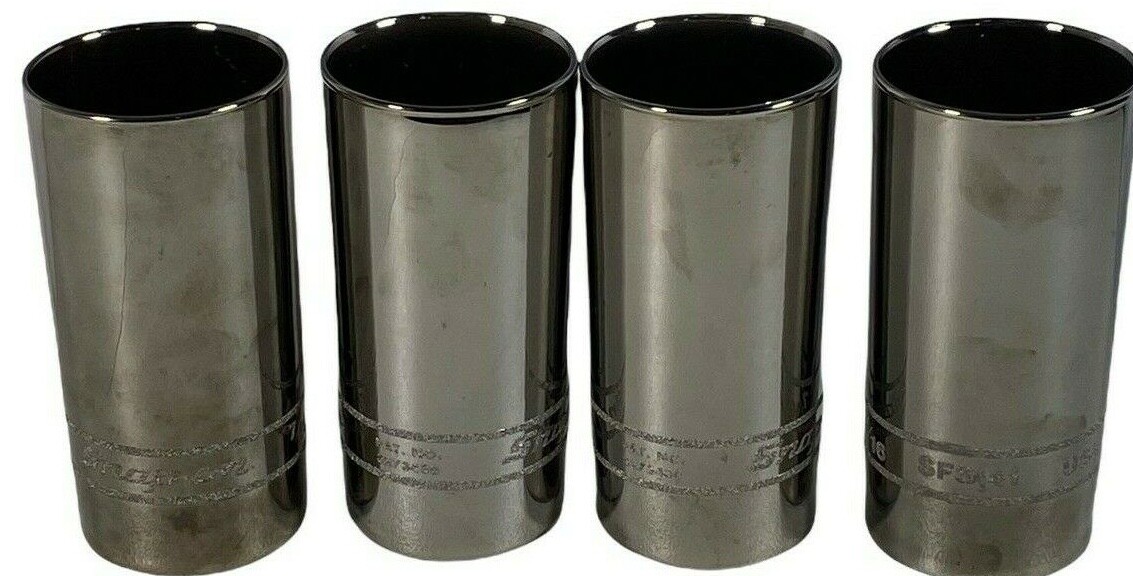 Snap On Tools Glasses Lot of 4 Deep Socket High Polished Chrome Finish Vintage