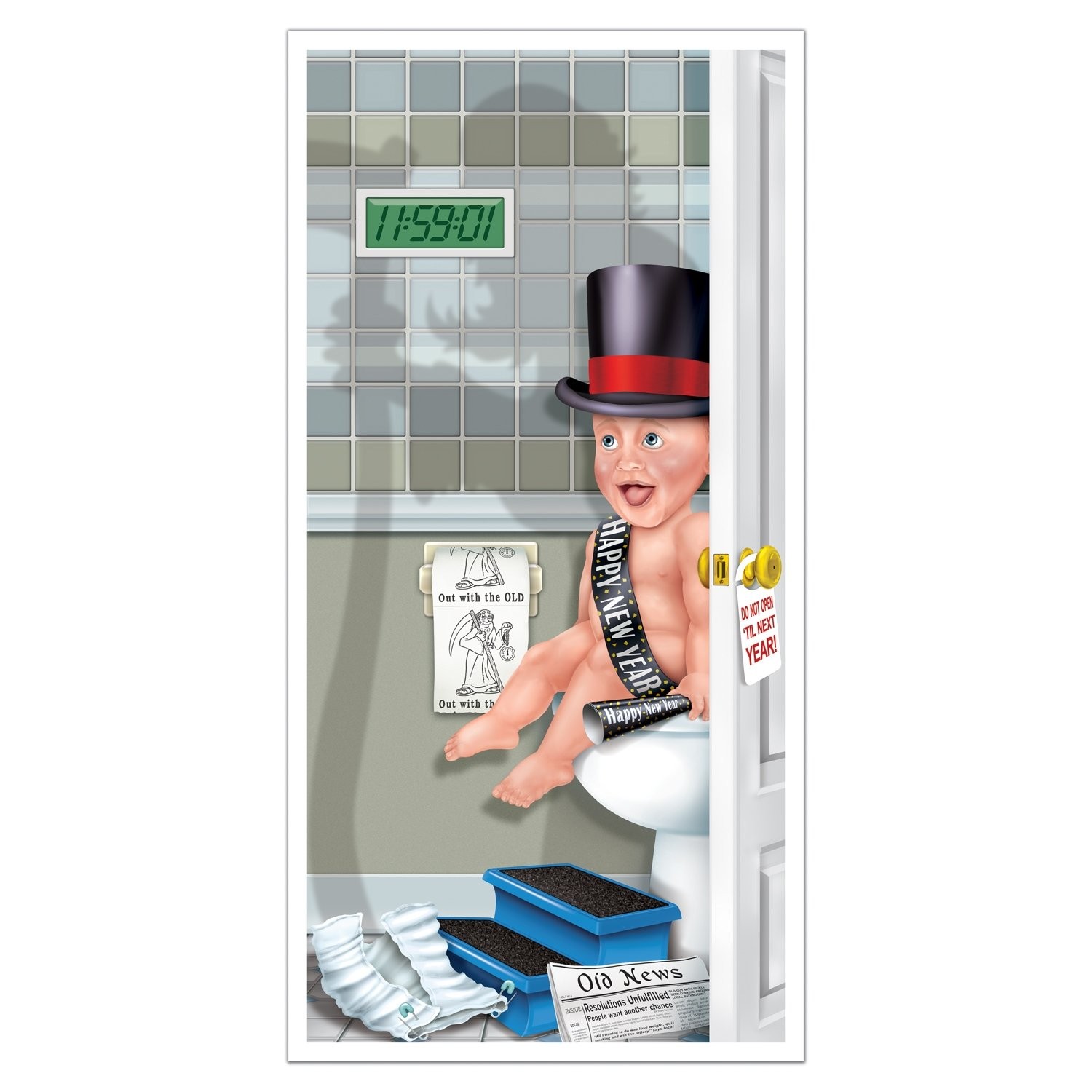 Beistle 1-Pack Happy New Year Restroom Door Cover, 30 by 5-Feet