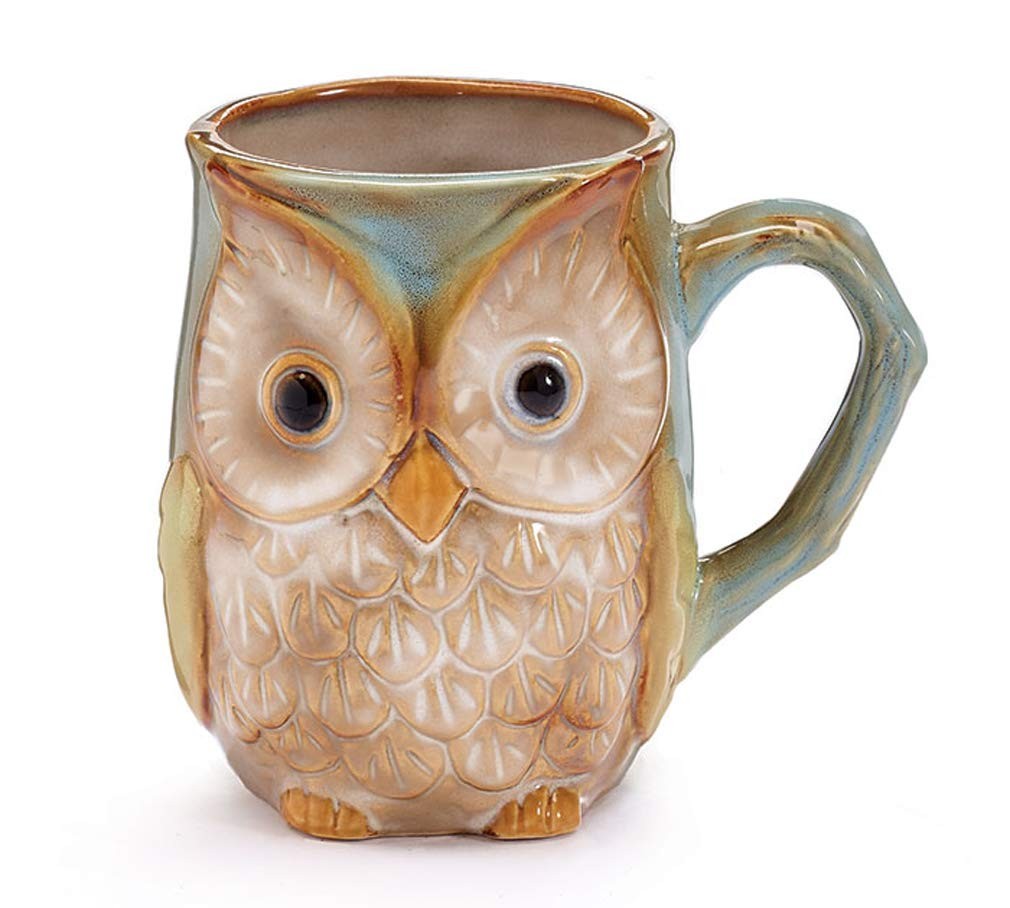Burton & Burton 9730074 Mug Owl Coloring Printed on Surface, 4 1/4″ H √ó 4 3/4″