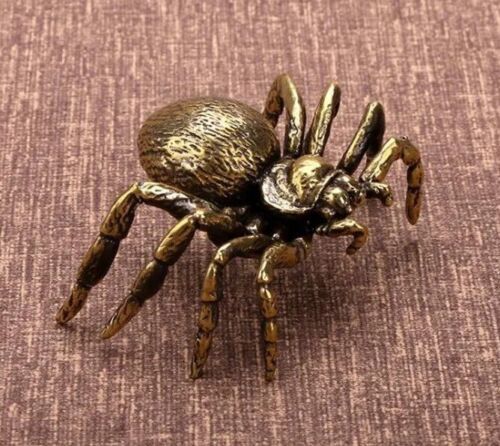 2x Brass Spider Animal Statue Small Sculpture Tabletop Figurine Home Decor Gift