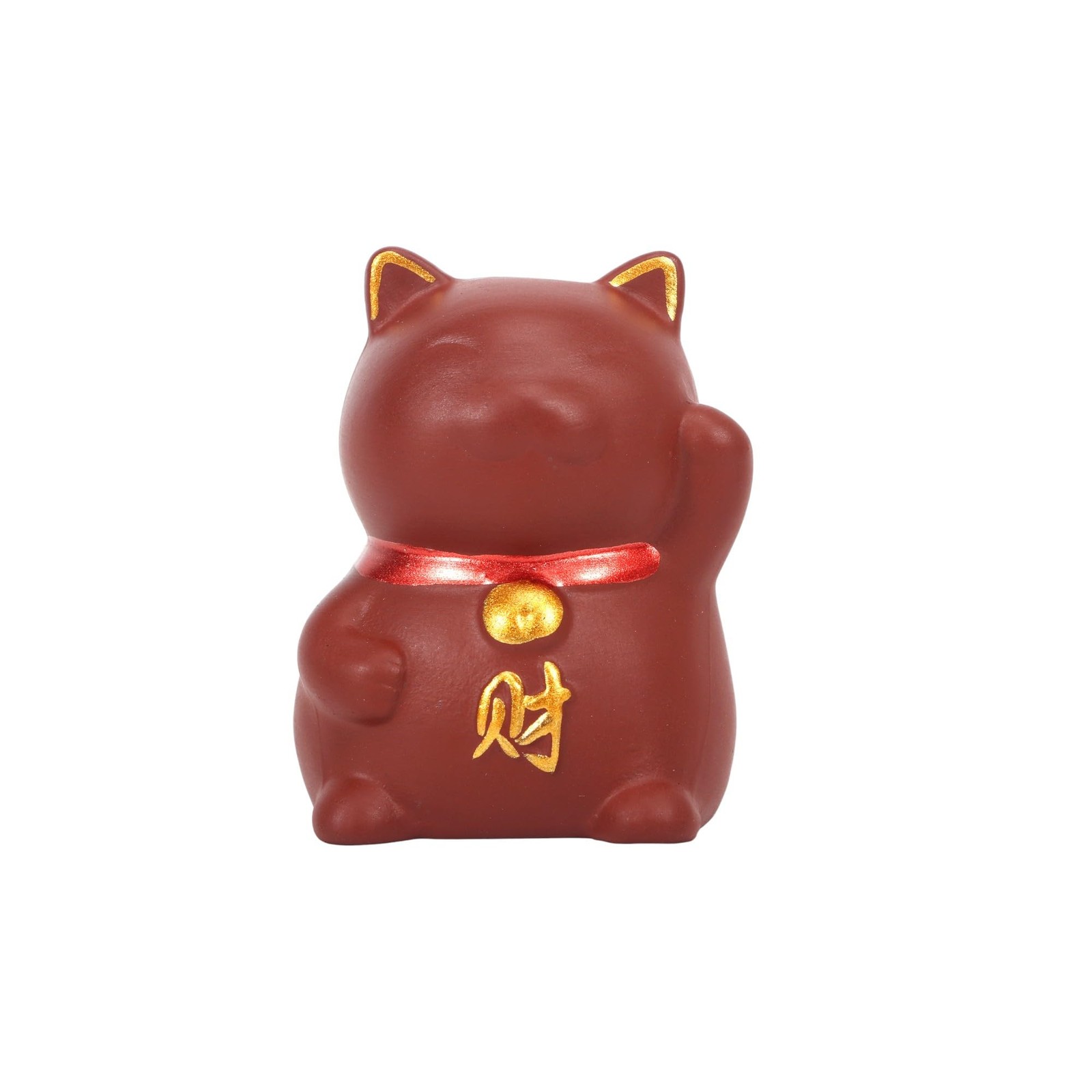Urban Tokyo Zisha Cat Tea Pet Figurine Purple Clay Lucky Cat Brown 2.25″