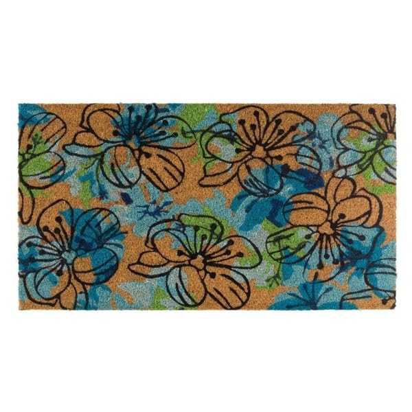 Regal Art & Gift 20700 – Doormat Coir – Blue Flowers Textiles