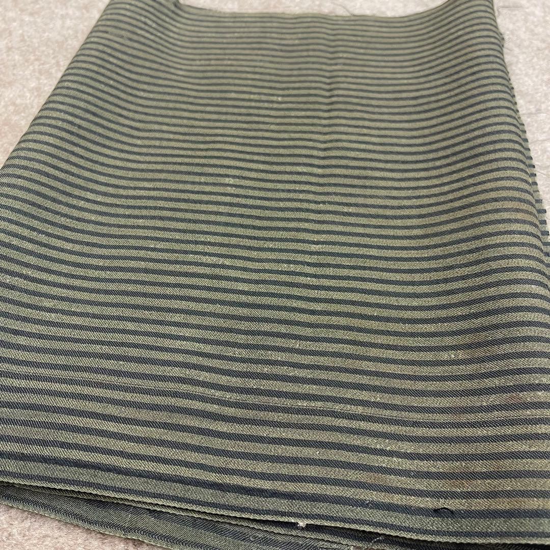 Pure silk, old cloth, green, vertical stripes, stripes, torn