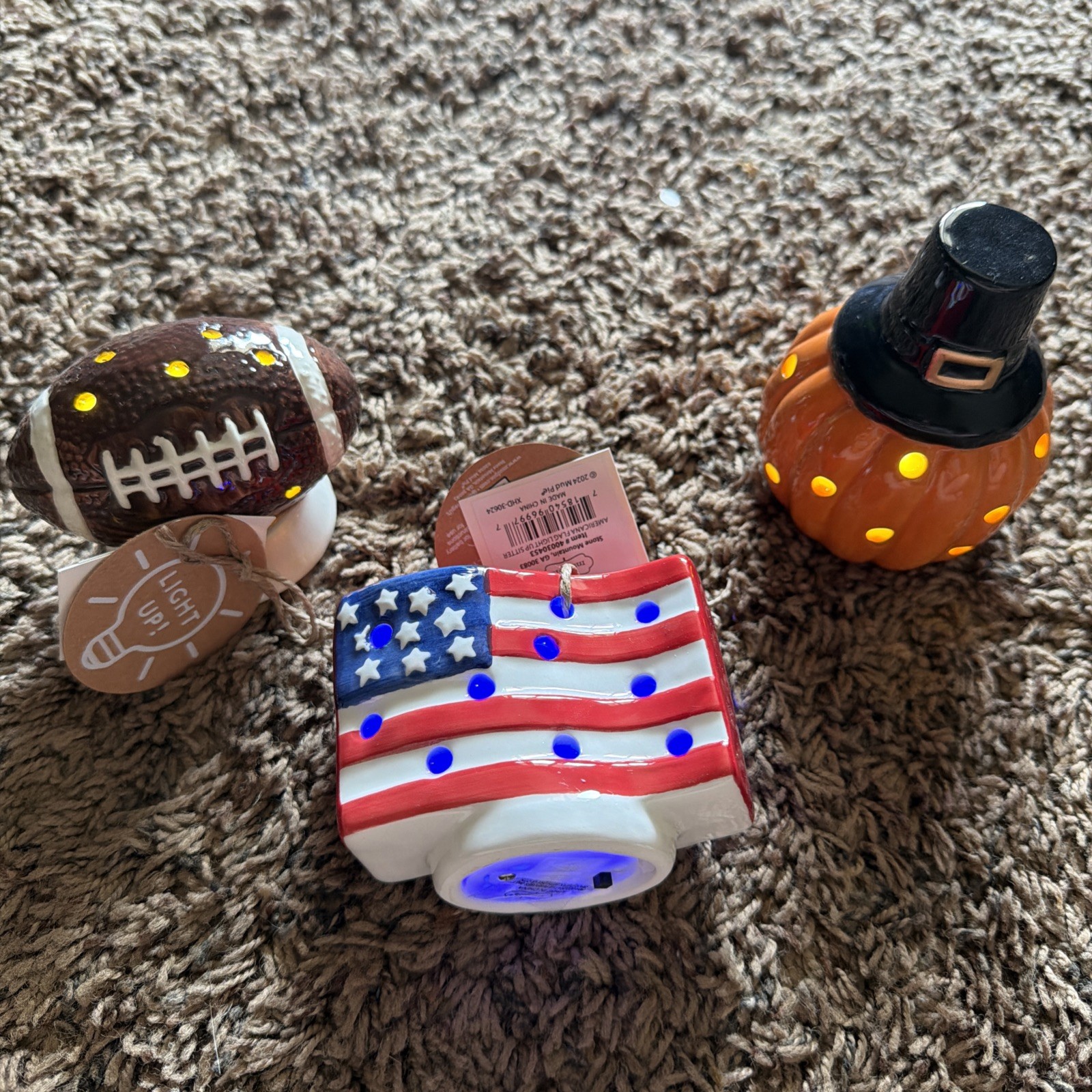 Mud Pie American Flag Light Up Sitter – Pumpkin – Football FALL LOT – NWT