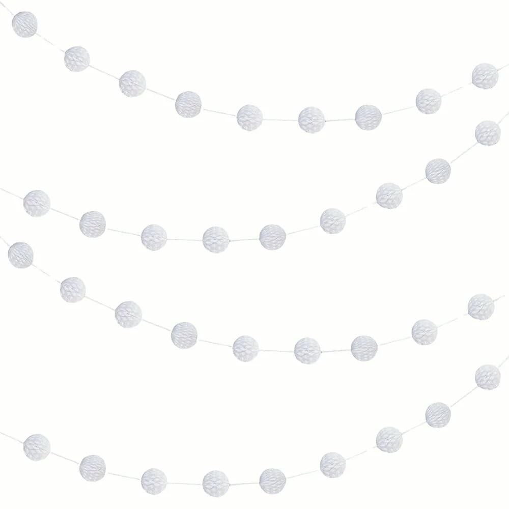 7ft White Honeycomb Ball Garland