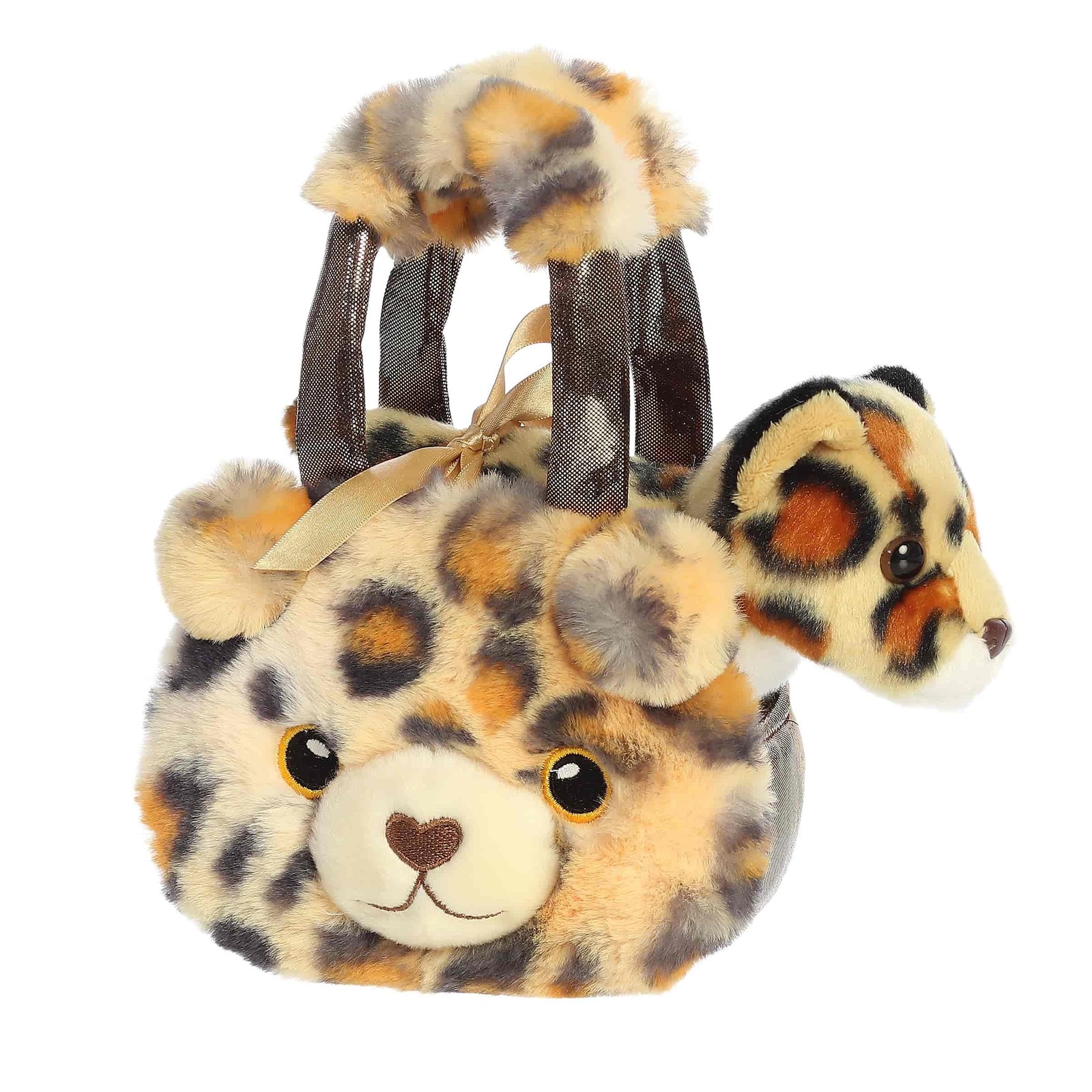 Aurora Fancy Pals Fuzzy Face Jaguar Plush Purse Mini Yellow 8in Kids Toy