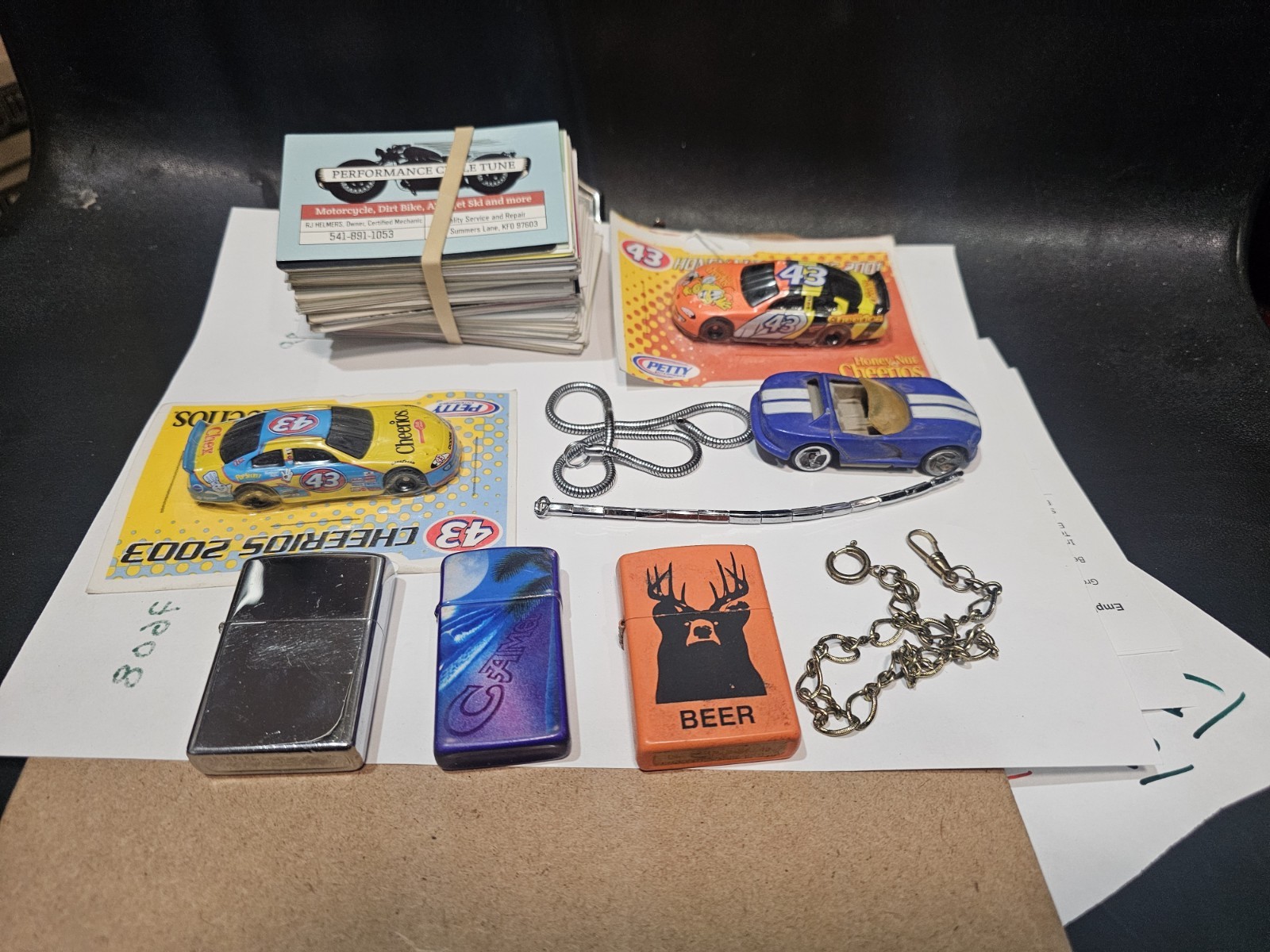 Vintage Junk Drawer Lot- Zippo Lighter,hot Wheels,watch Fobs Pre Owned L1