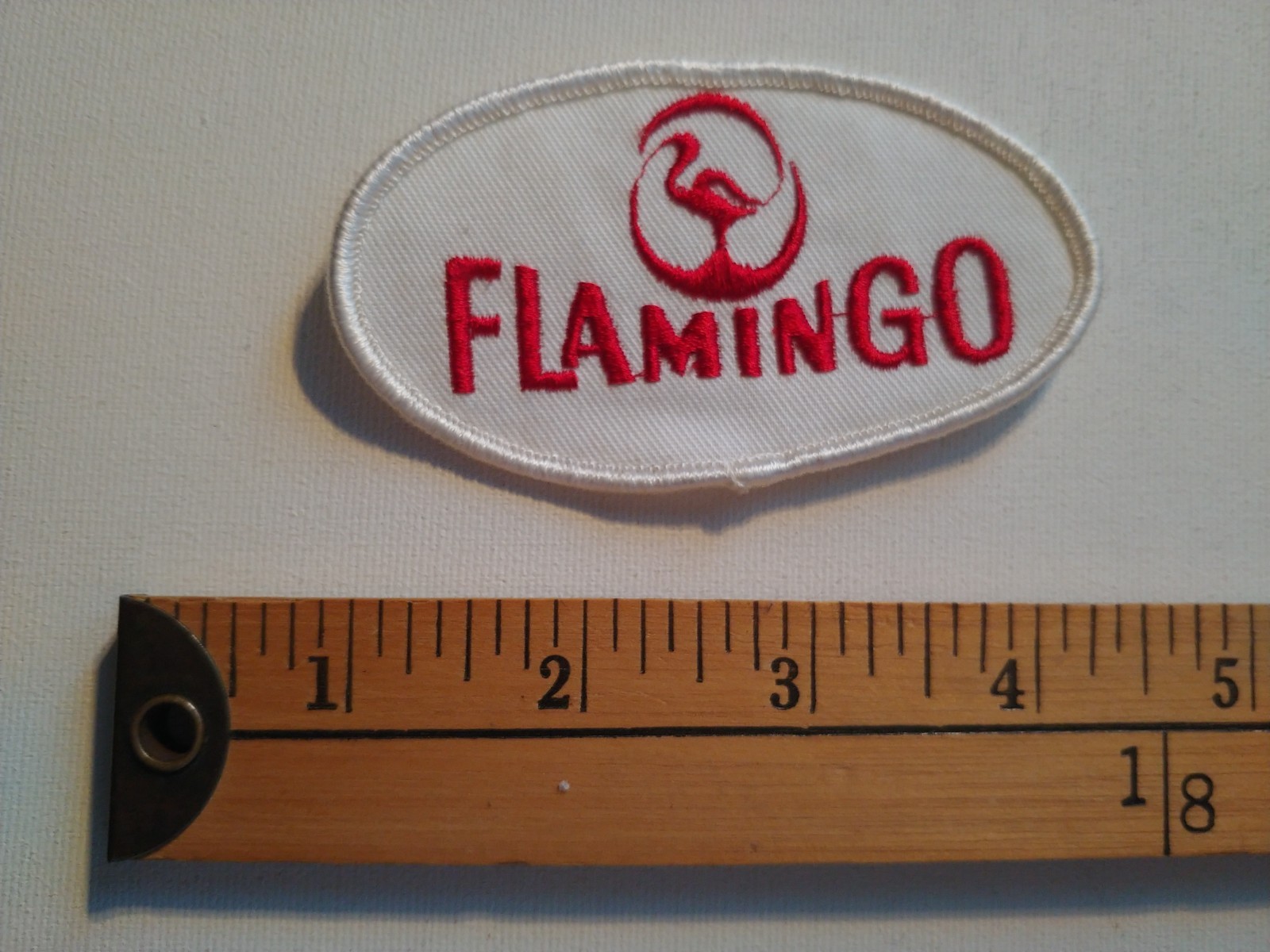 RARE 80S FLAMINGO FOODS GROCERY STORE PATCH BADGE CREST ECUSSON