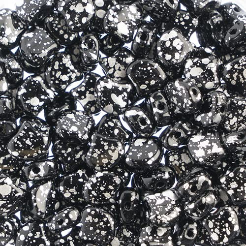 John Bead 50g 7.5mm Jet Silver Czech Ginko Leaf Beads Jewelry DIY