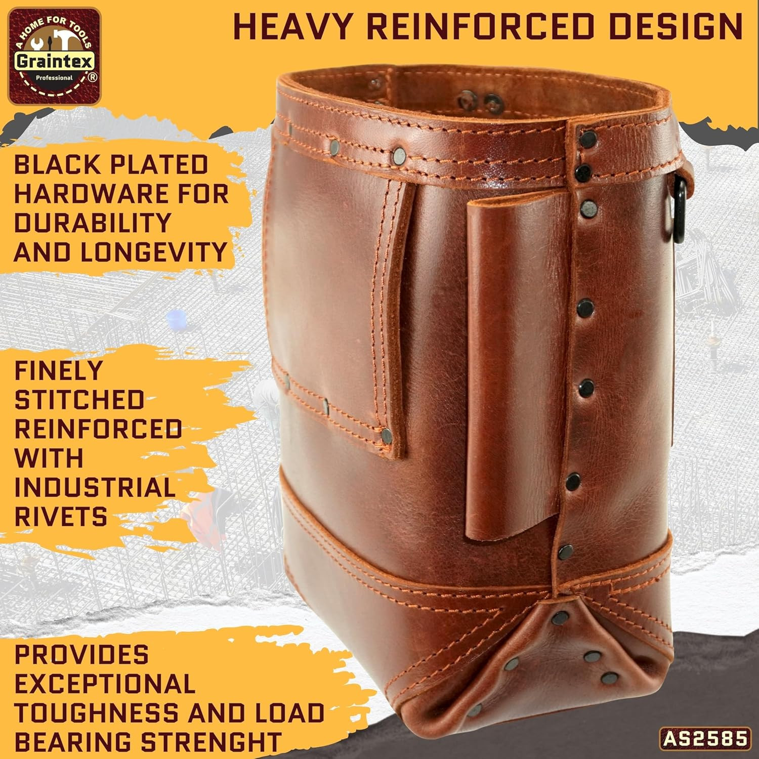Top Grain Leather Nut & Bolt Tool Bag for Ironworkers – Durable & Versatile