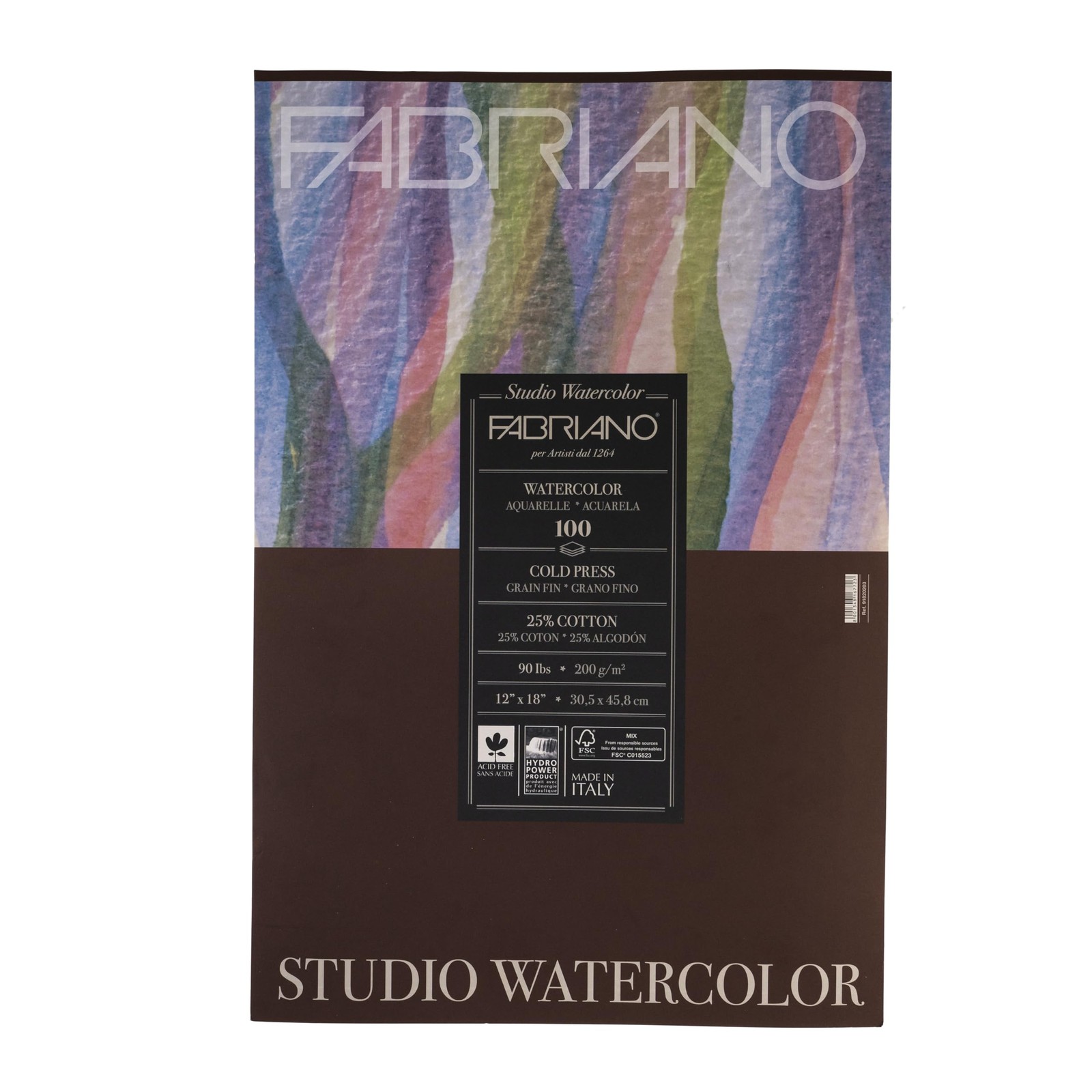 Fabriano Studio Watercolor Paper, Cold-Press, 12″ x 18″, 90 lb.