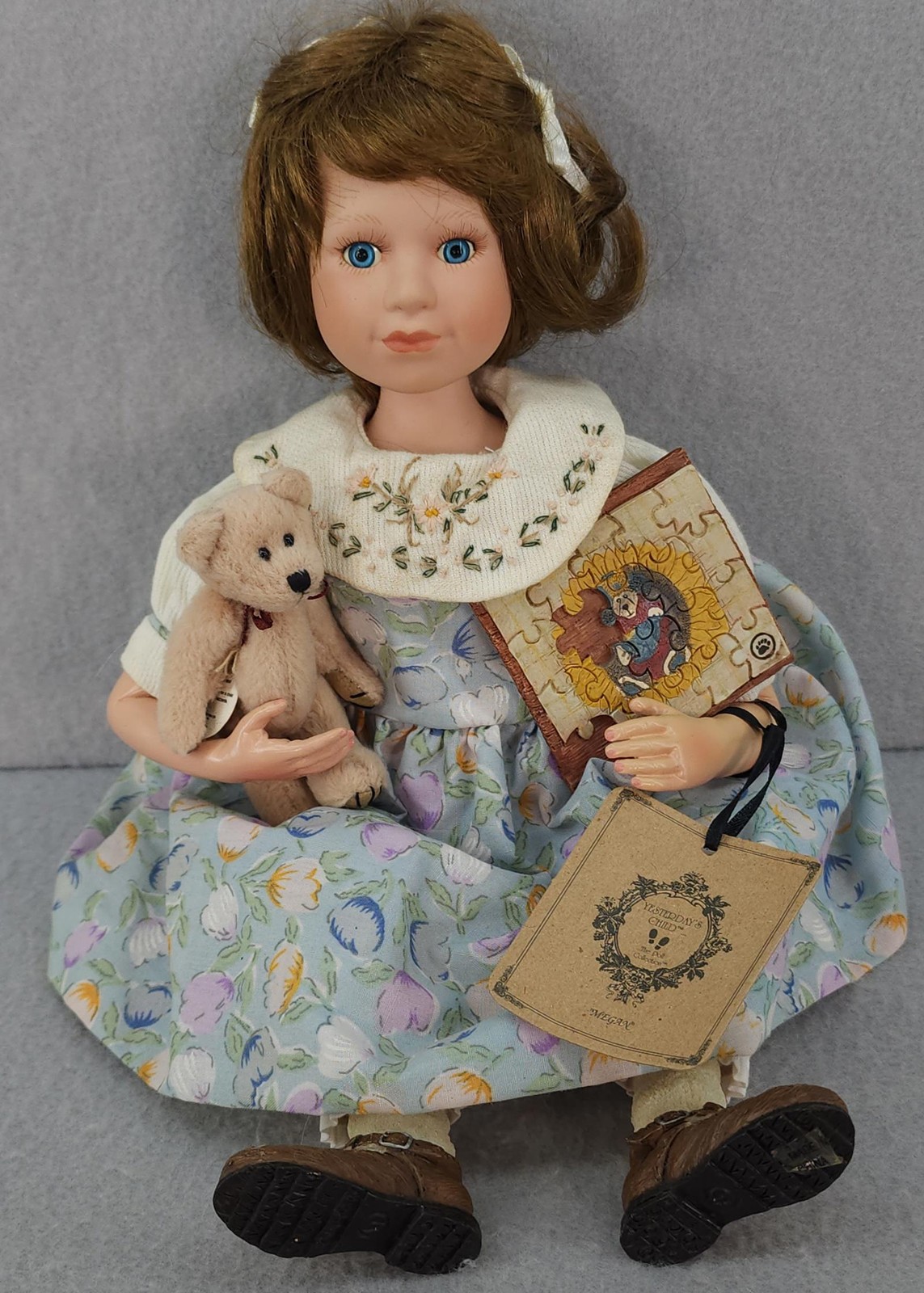 Boyds Bears Yesterday’s Child Doll Megan With Teddy Bear & Puzzle Accessory