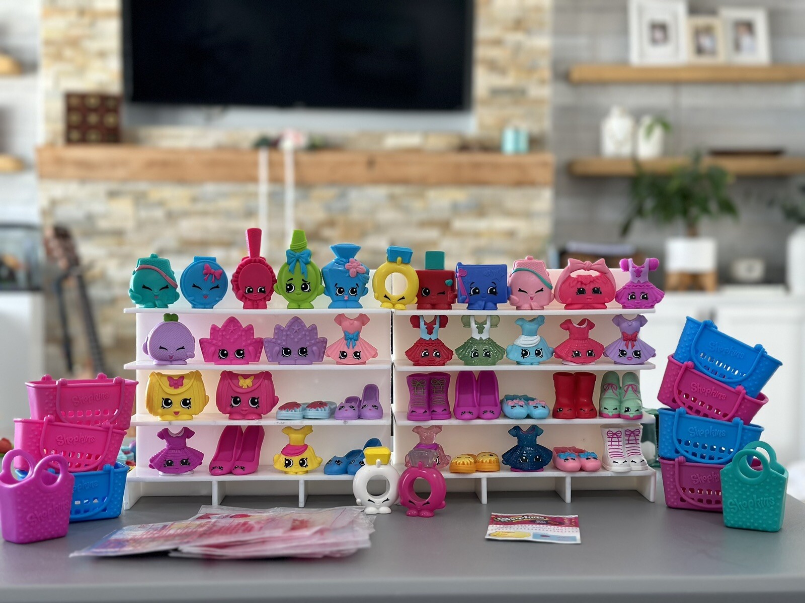 Lot McDonalds Shopkins 2013 Big Large Shoes Dresses Ring Rare 49 pieces +list