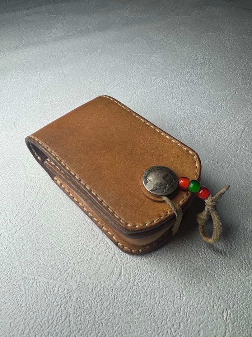 Leather coin purse with concho beads
