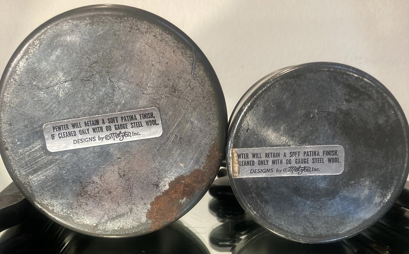 Vintage 2 Metzger Pewter Boxes Celestial Moon/Stars & other Deers w/Patina