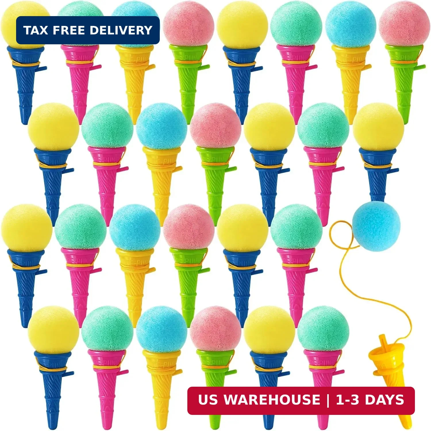 Woozettn 30 Pcs Ice Cream Shooters Toys,Multi-Item Party Favor Ice Cream Cone La