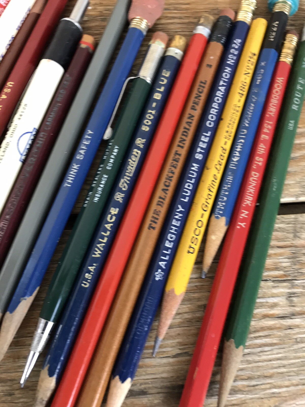 Vtg Junk Desk Drawer Lot Advertising Smalls Pencils Office Seagrams Magnifying