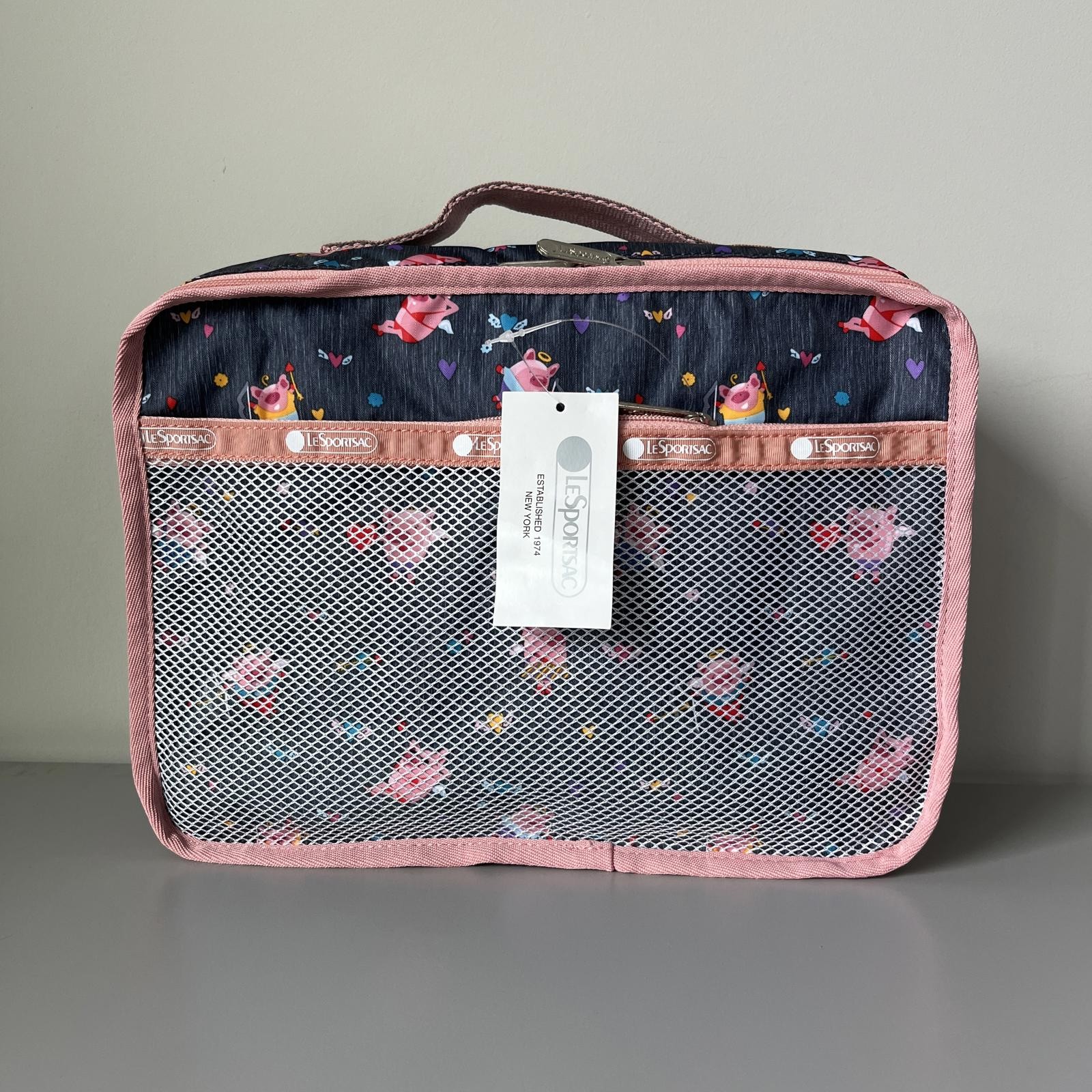 Lesportsac Piggy Cupid Small Organizer in Dark Gray NWT