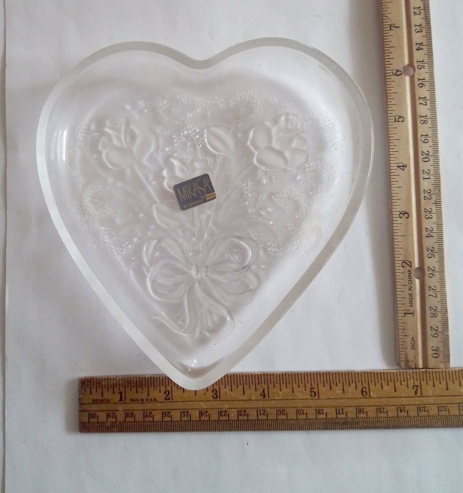 MIKASA Heart Shaped Clear Glass Bowl – W Germany.