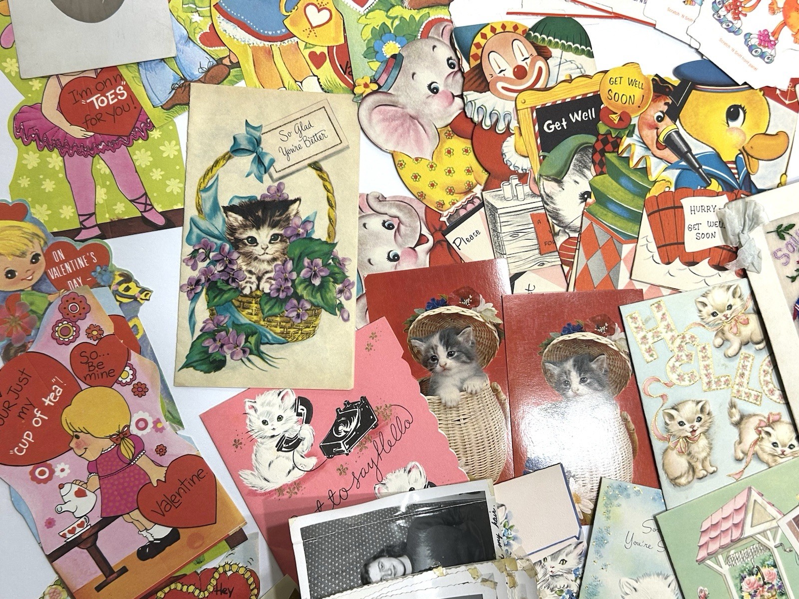 Eclectic Junk Drawer Lot Vintage Ephemera + Chachskis: Photos Cards Pins Patches