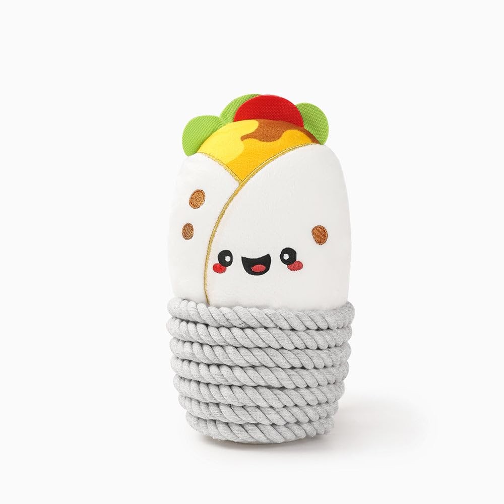 HugSmart Pet Fiesta Chewsday ‚Äî Burrito Dog Toy, 7.5-Inch, White