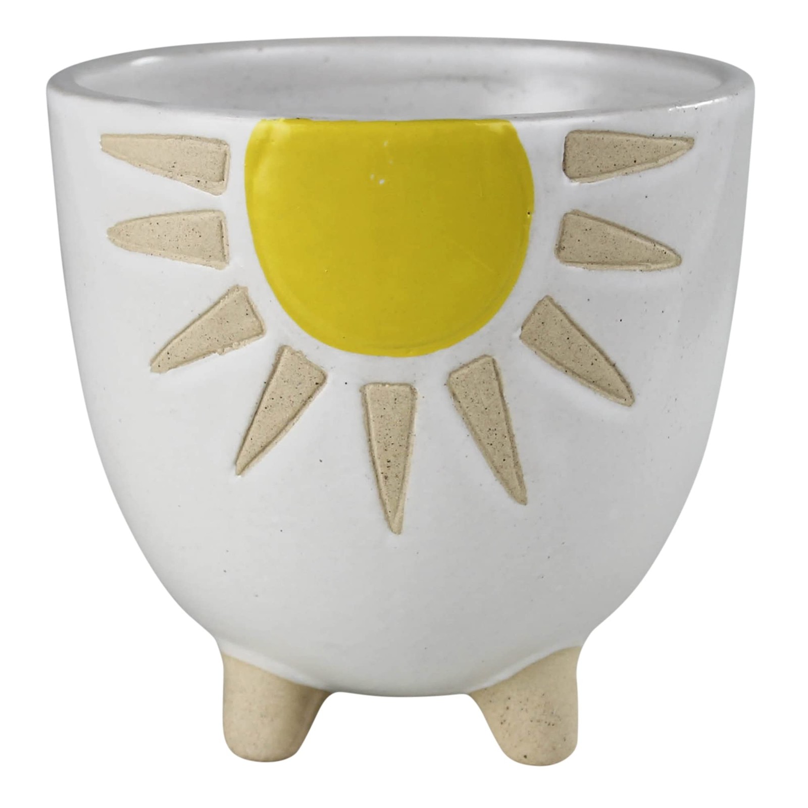 HomArt Cachepot with Sun, 4.75-inch Diameter, Ceramic
