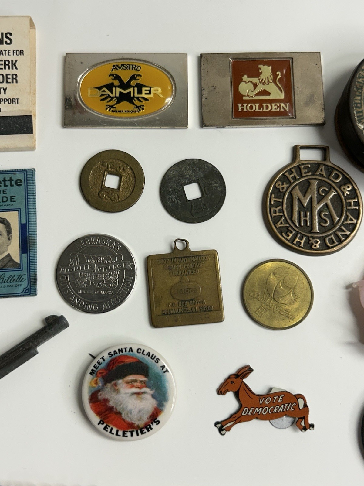 Variety Junk Drawer Lot Political Watch Santa Toy Gun Fob BSA Pinbacks Sterling