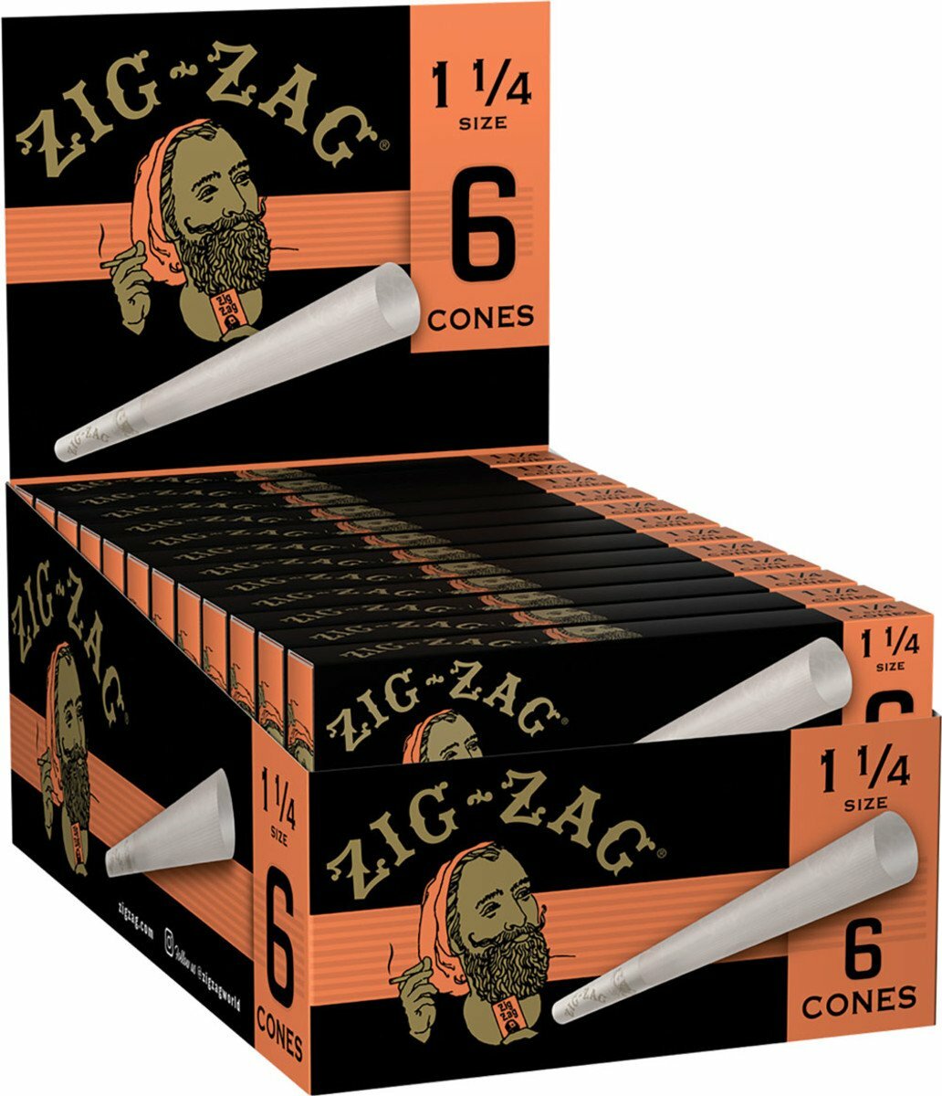 Zig-Zag 1 1/4 1.25 Cones – 12 PACKS – Rolling Pre Rolled Tips 6 Per Pack Zig Zag