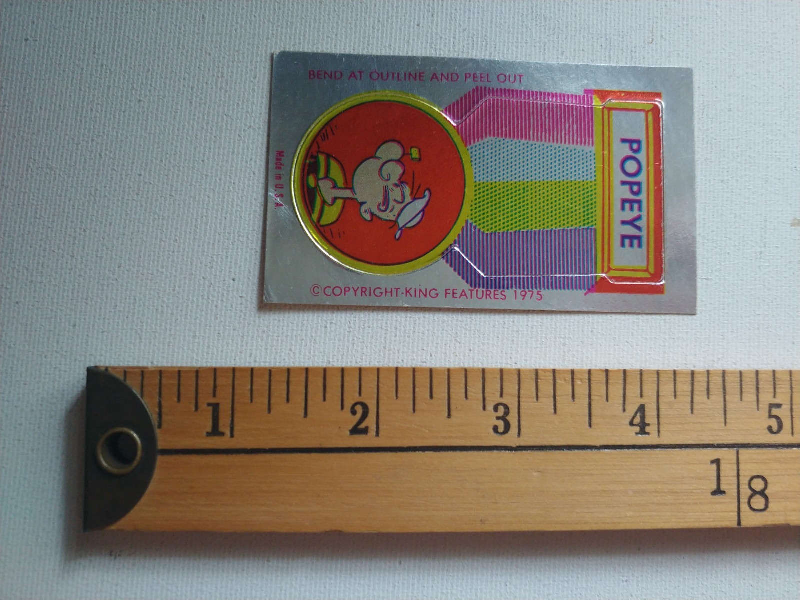 * 1975 POPEYE KING FEATURES CARTOON COMIC STICKER DECAL *