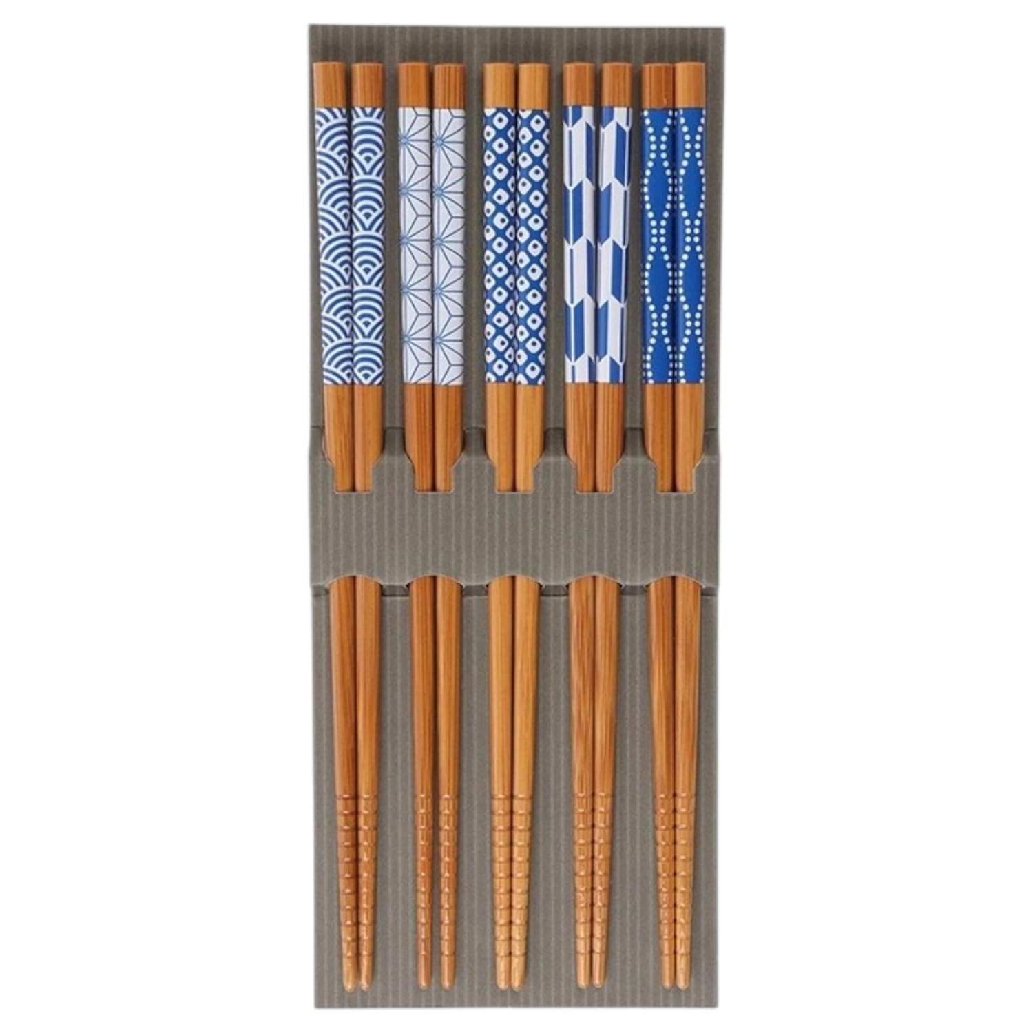 Urban Tokyo Irodori Bamboo Chopsticks Set 5 Pair 9 Inch Blue White Japan
