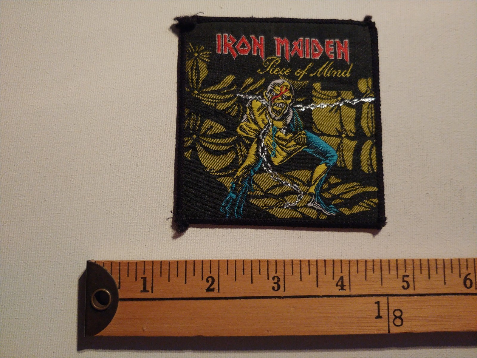 *80s VINTAGE IRON MAIDEN ROCK & ROLL BAND MUSIC BADGE PATCH CREST ECUSSON *