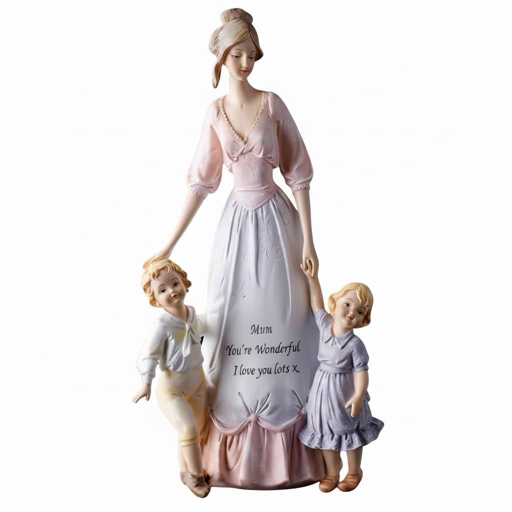 Comfy Hour Mother Children Figurine Stone Resin Home Decor