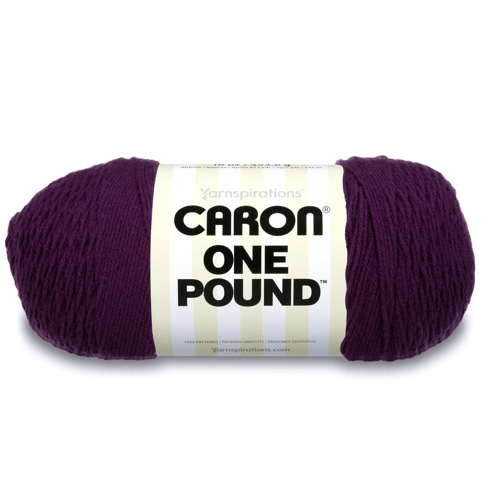 Caron 1 lb Solids Yarn, 16oz, Medium 4, 100% Acrylic, Deep Violet,Crochet & Knit