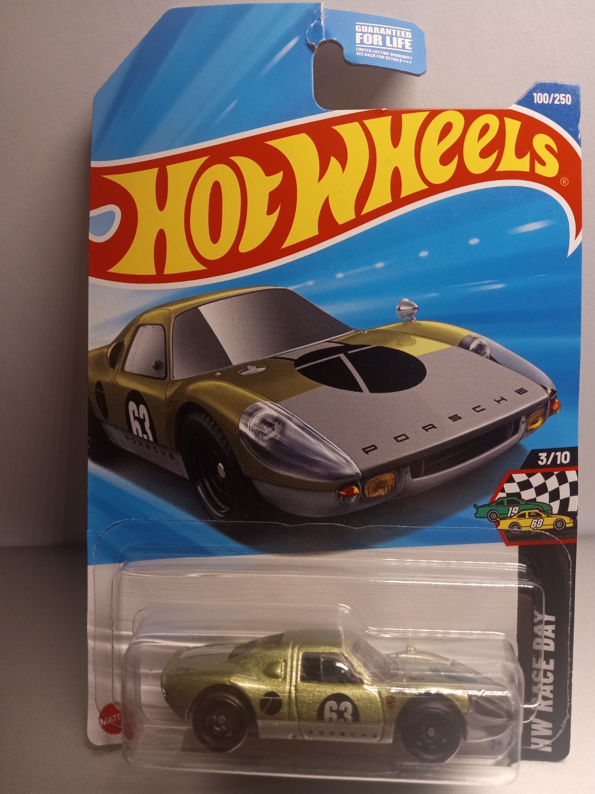 Hot Wheels Porsche 904 Carrera GTS HW Race Day Green & Silver Damaged Hanger Tab