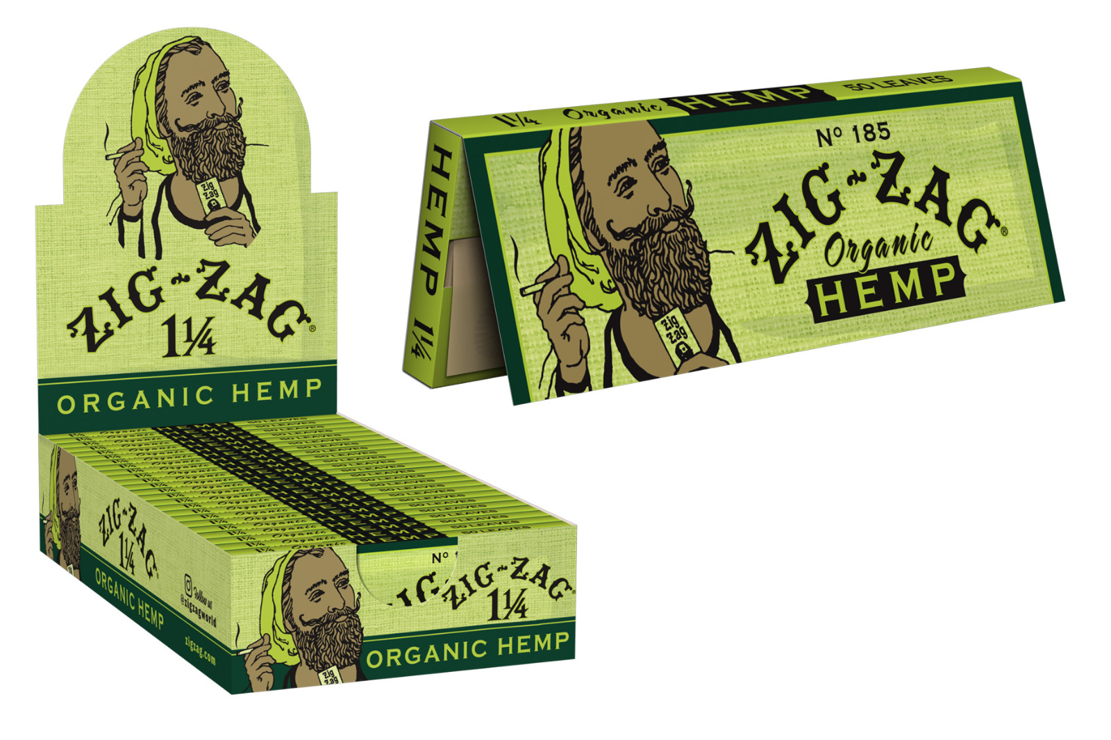 Zig-Zag Green Organic 1 1/4 1.25 – Box 24 PACKS – Rolling Papers