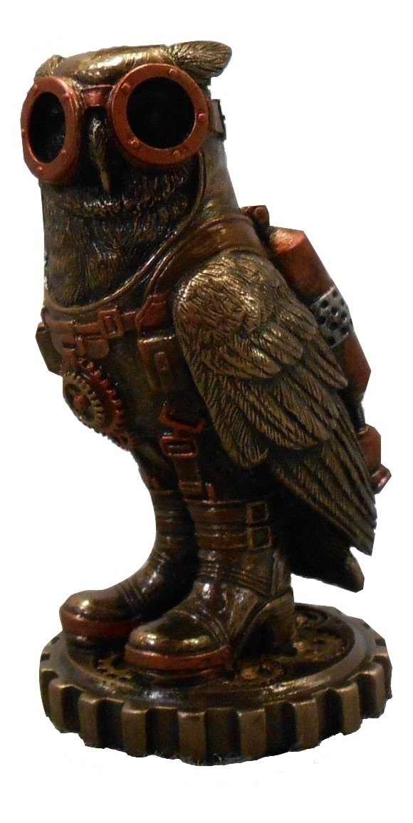 Steampunk Owl with Goggles and Jet Pack on Gear 3.75″ H 76596