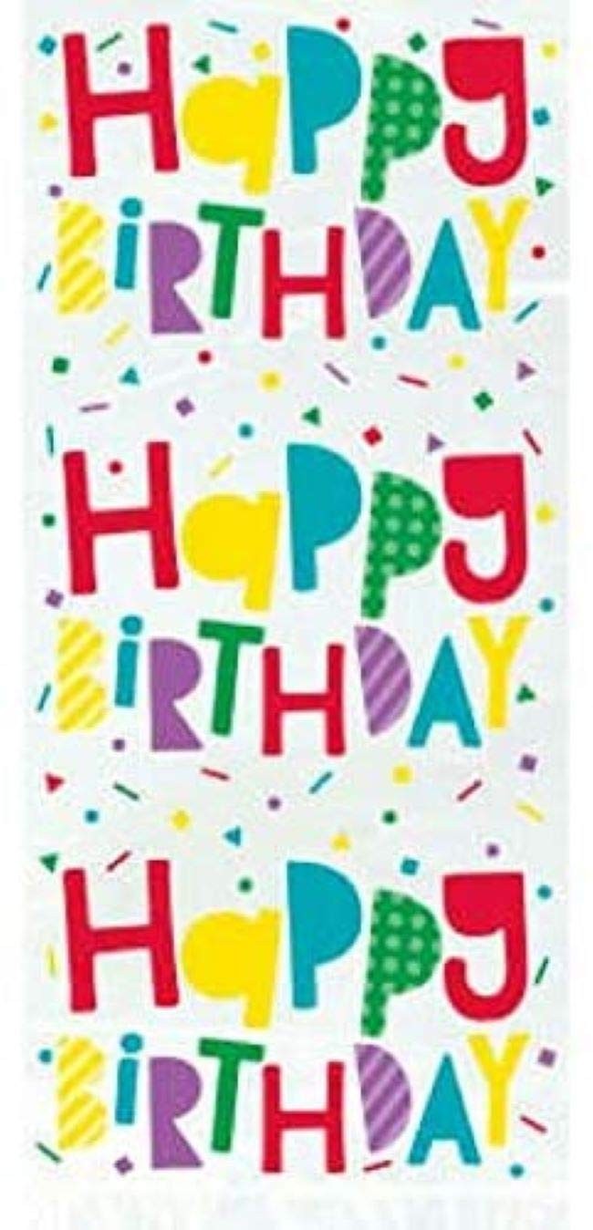 Colorful”Happy Birthday” Confetti Cellophane Bags (20 Pcs) – 1 Pack
