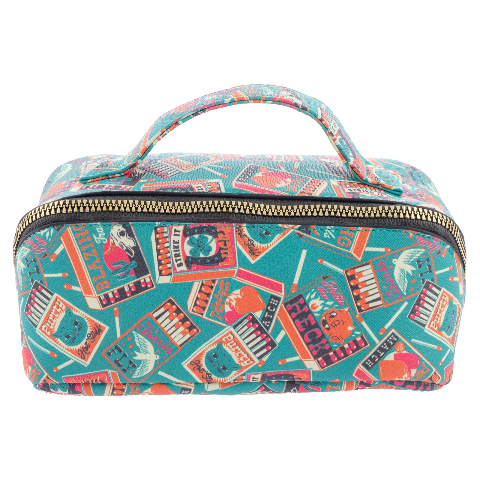 Karma Small Zip Cosmetic Bag, Matchbook Print Makeup Pouch for Travel