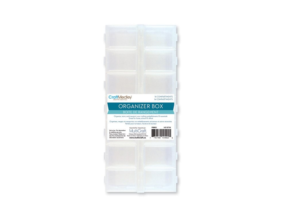 Multicraft Craft Medley PB803 Organizer Box with Snap Lid, 9in by 4in by 1in