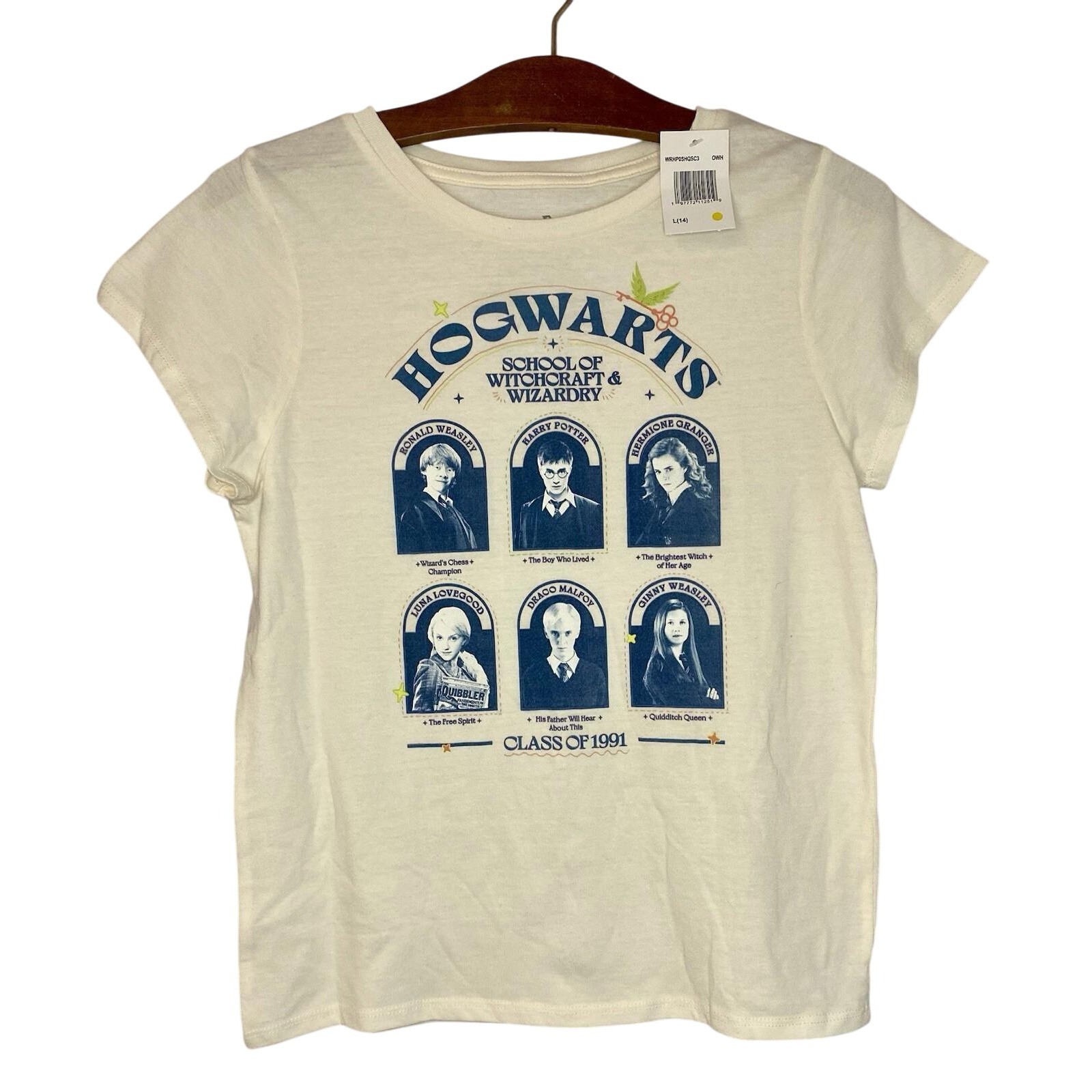 Harry Potter Hogwarts print T-shirt white. Children’s Large/14. NWT