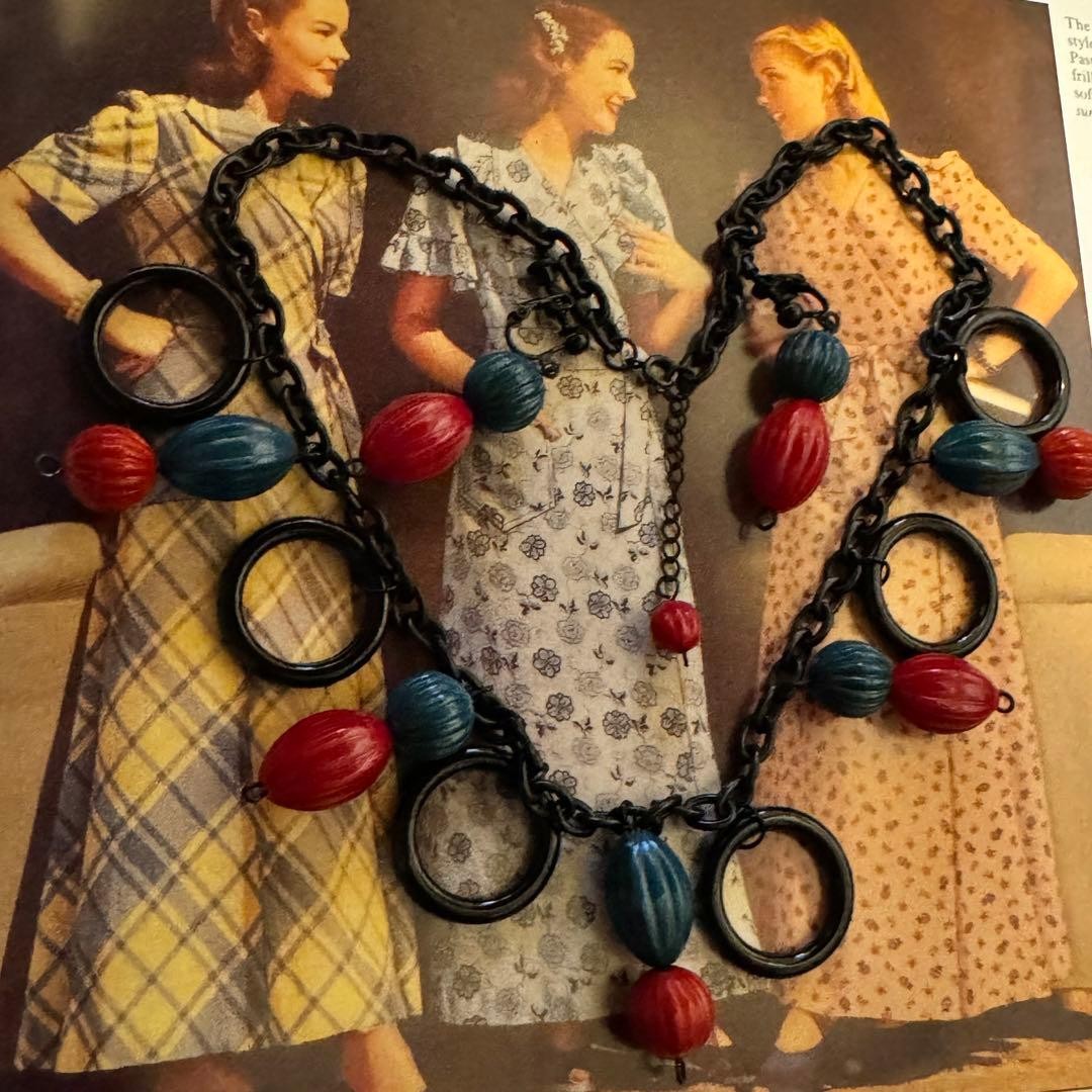 Rockabilly 50s Showa Retro 40s Bakelite Celluloid Old Clothes Necklace
