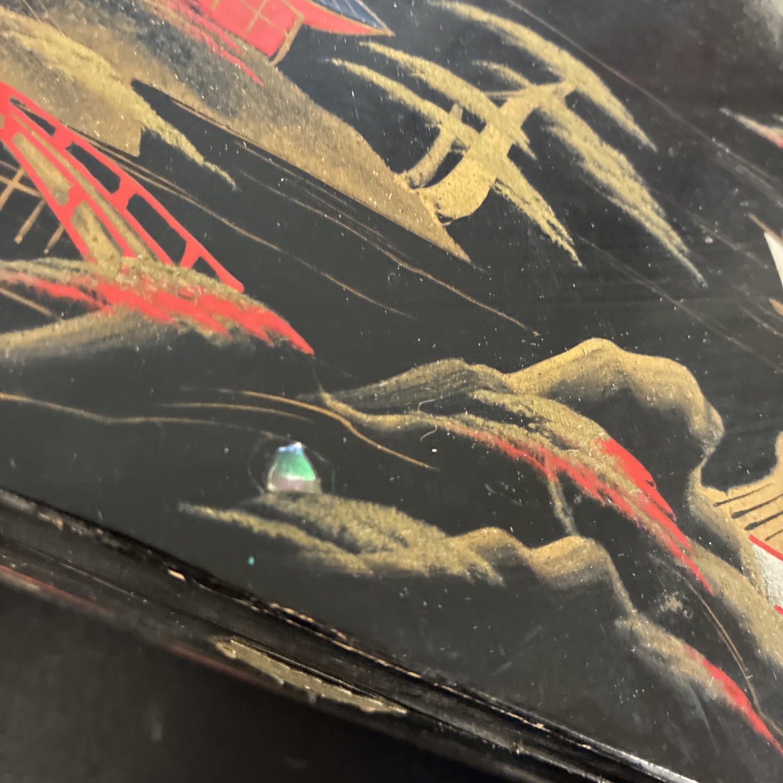 Vintage 1940’s Hand Painted Jewelry Music Box Made in Japan L Sterling