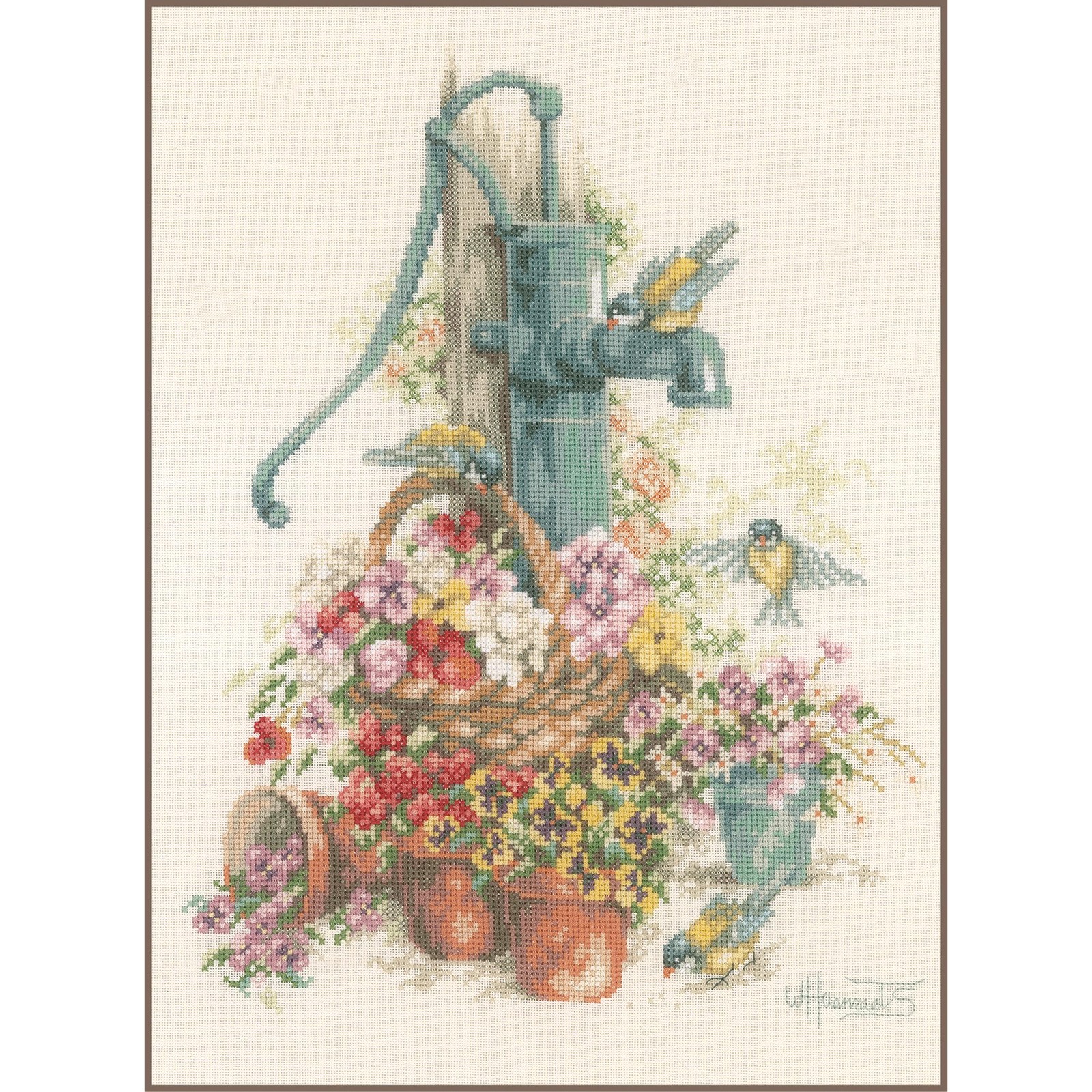 Lanarte Birds at The Water Pump Counted Cross-Stitch Kit