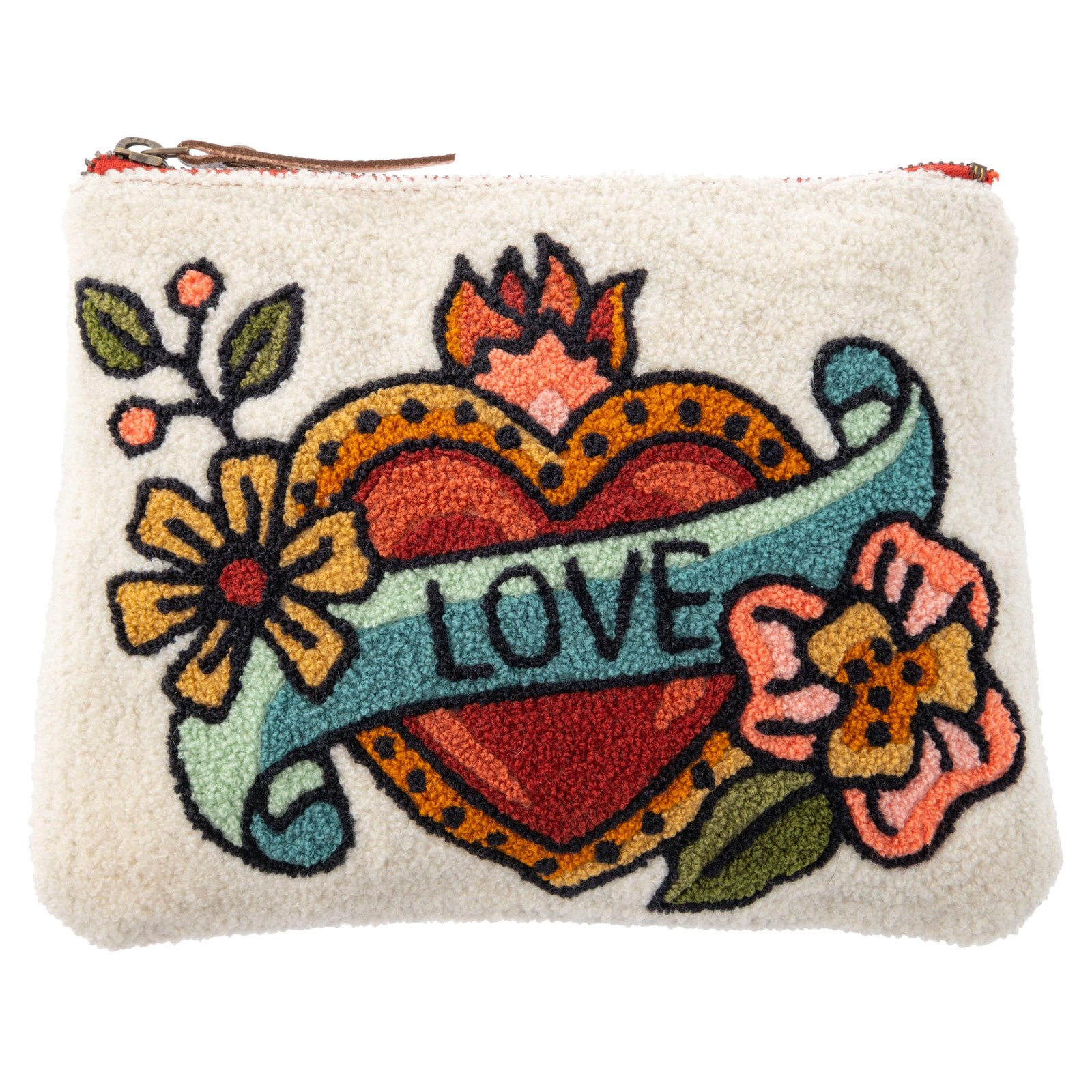 Karma Embroidered Carry All Makeup Bag, Heart Design